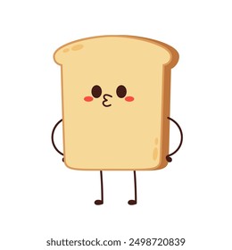 Cute happy toast. Vector cartoon character illustration icon design. Isolated on white background. Bread character design.