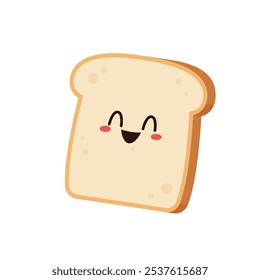 Cute happy toast. Vector cartoon character illustration icon design. Isolated on white background. Bread character design.