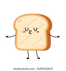 Cute happy toast. Vector cartoon character illustration icon design. Isolated on white background. Bread character design.