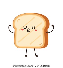 Cute happy toast. Vector cartoon character illustration icon design. Isolated on white background. Bread character design.