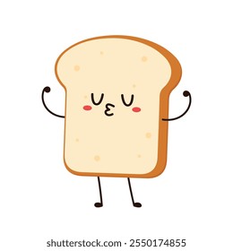 Cute happy toast. Vector cartoon character illustration icon design. Isolated on white background. Bread character design.