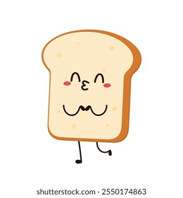 Cute happy toast. Vector cartoon character illustration icon design. Isolated on white background. Bread character design.