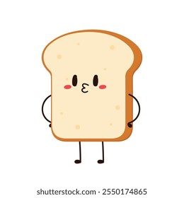 Cute happy toast. Vector cartoon character illustration icon design. Isolated on white background. Bread character design.