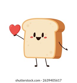 Cute happy toast. Vector cartoon character illustration icon design. Isolated on white background. Bread character design.