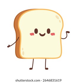 Brinde feliz bonito. Desenho de ícone de ilustração de personagem de desenho animado vetorial. Isolado no fundo branco. Design de caracteres de pão.