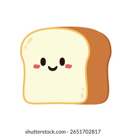 Brinde feliz bonito. Desenho de ícone de ilustração de personagem de desenho animado vetorial. Isolado no fundo branco. Design de caracteres de pão.