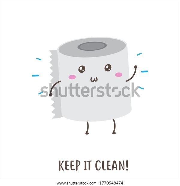 Cute Happy Toilet Paper Keep Clean Stock Vector Royalty Free 1770548474