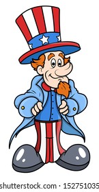 Cute and Happy Uncle Sam Cartoon Vector