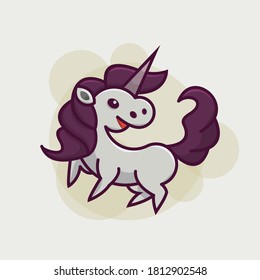 Cute Happy Unicorn Cartoon Illustration