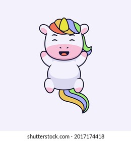 Cute happy unicorn character design