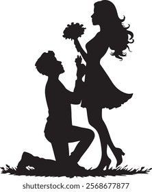 Cute Happy Valentine Day Proposal silhouette victor art ...