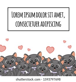 Cute happy Valentine's day cat photo frame design holiday child vector illustration.