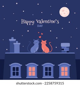 Cute Happy Valentines Day greeting illustration