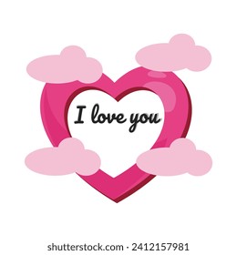 Cute happy valentines day set. Cartoon love romantic stickers elements with hearts. Hand drawn vector illustration