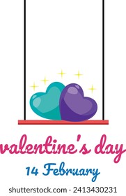 Cute happy valentines day set. Cartoon love romantic stickers elements with hearts. Hand drawn vector illustration