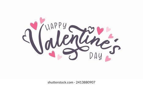 Cute Happy Valentines Day typography poster with handwritten calligraphy text, great for cards, banners, wallpapers - vector design