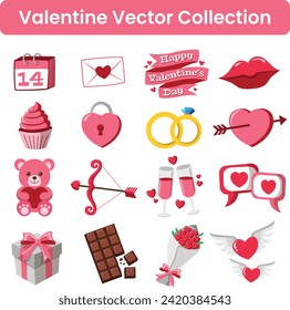 Cute happy valentines day vector set
