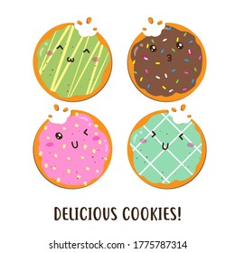 Cute happy various flavor of cookies vector design, can be use to make poster