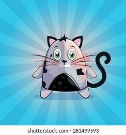 Cute and happy vector cat for halloween
