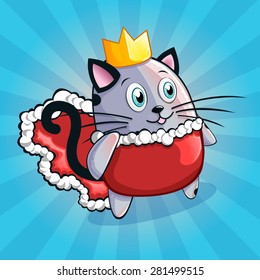 Cute and happy vector cat-king
