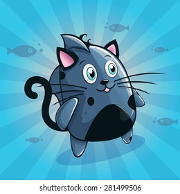 Cute and happy vector shark-cat