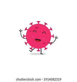 Cute Happy Virus Character Design.