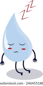 Cute Happy Water Drop Character Isolated on White Background. Vector Flat Cartoon Illustration.
