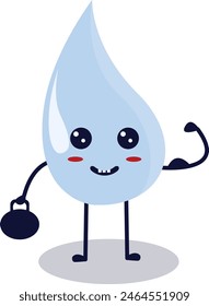 Cute Happy Water Drop Character Isolated on White Background. Vector Flat Cartoon Illustration.