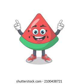 Cute Happy Watermelon Cartoon Vector Illustration. Fruit Mascot Character Concept Isolated Premium Vector