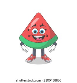 Ilustración del vector de dibujos animados Cute Happy Watermelon. Concepto de carácter mascota de frutas Vector premium aislado