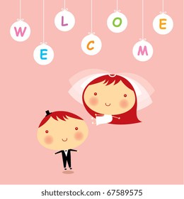 cute happy wedding couple