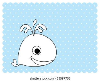 cute happy whale in blue