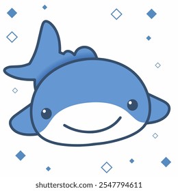 Cute Happy Whale Cartoon illustration Sticker emote Clip Art