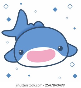 Cute Happy Whale Cartoon illustration Sticker emote Clip Art Character