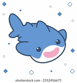 Cute Happy Whale Cartoon illustration Sticker emote Clip Art Character