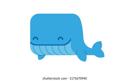 Cute happy whale, image for print, vector illustration