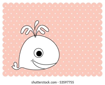 cute happy whale in pink