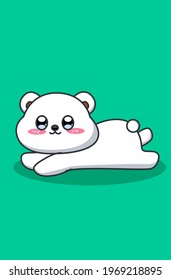 Cute and happy white bear cartoon illustration
