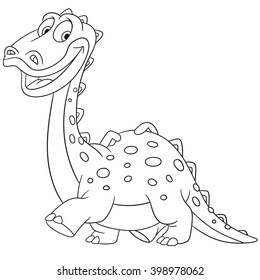 cute and happy young cartoon dinosaur diplodocus, isolated on a white background