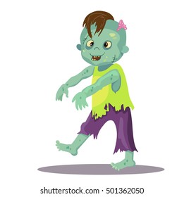 Cute happy zombie boy. Cartoon Vector illustration in a single layer without gradients.