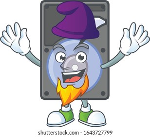 Cute hard disk mascot icon performed as an Elf on the stage