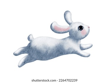 Cute hare animal. Watercolor vector artist hand drawn rabbit, Easter bunny