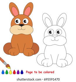 Cute Hare to be colored, the coloring book for preschool kids with easy educational gaming level.