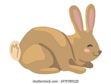 Cute hare, bunny, rabbit. Hand drawn vector stock illustration. Colored cartoon doodle. Single animal drawing isolated on white background. Element for design, print, sticker, card, decoration, wrap.