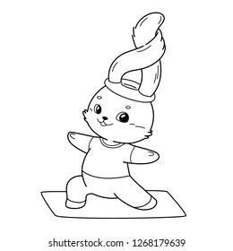 Cute hare cartoon character, vector illustration. Coloring book for kids.