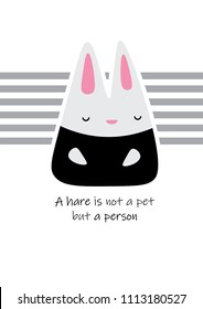 Cute hare character (a hare is not a pet but a person ) print