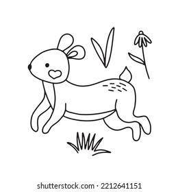 Cute hare in doodle style. Vector illustration isolated on white background for nursery and textile decoration