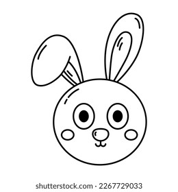 Cute hare is holding carrot doodle icon.