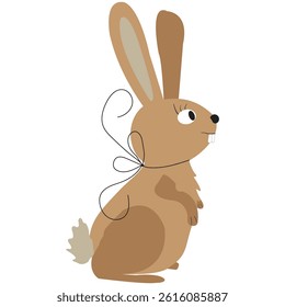 Cute hare icon with a bow. Rabbit with a bow. Vector illustration on a white background.