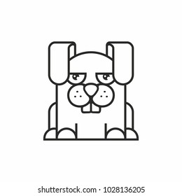 cute hare icon, thin line style, flat design